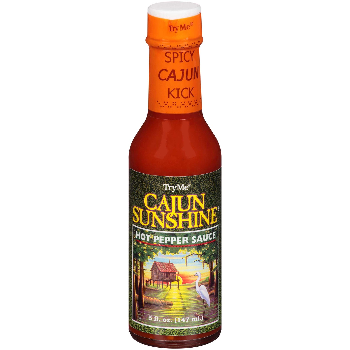 Try Me Cajun Sunshine Hot Pepper Sauce, 5oz Bottle (Pack of 6)