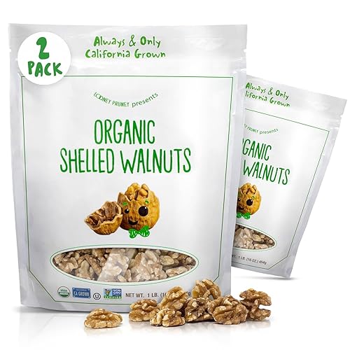 Organic Walnuts Unsalted 2 Pack (2LBS/16oz bags) Natural Shelled Walnut Halves & Pieces | Raw Organic Walnuts | Unsalted For Snacking, Baking, Topping