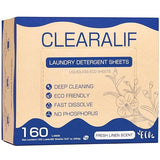 CLEARALIF Laundry Detergent Sheets Up to 160 Loads, Fresh Linen - Great For Travel,Apartments, Dorms,Laundry Detergent Strips Eco Friendly