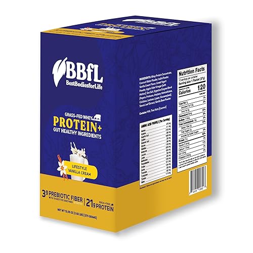 BBfL Grass-Fed Whey Protein Shake - 21g rBGH-Free Protein, Vanilla Bean + Apple Cider Vinegar, Prebiotics, Digestive Enzymes, Supports Gut Health