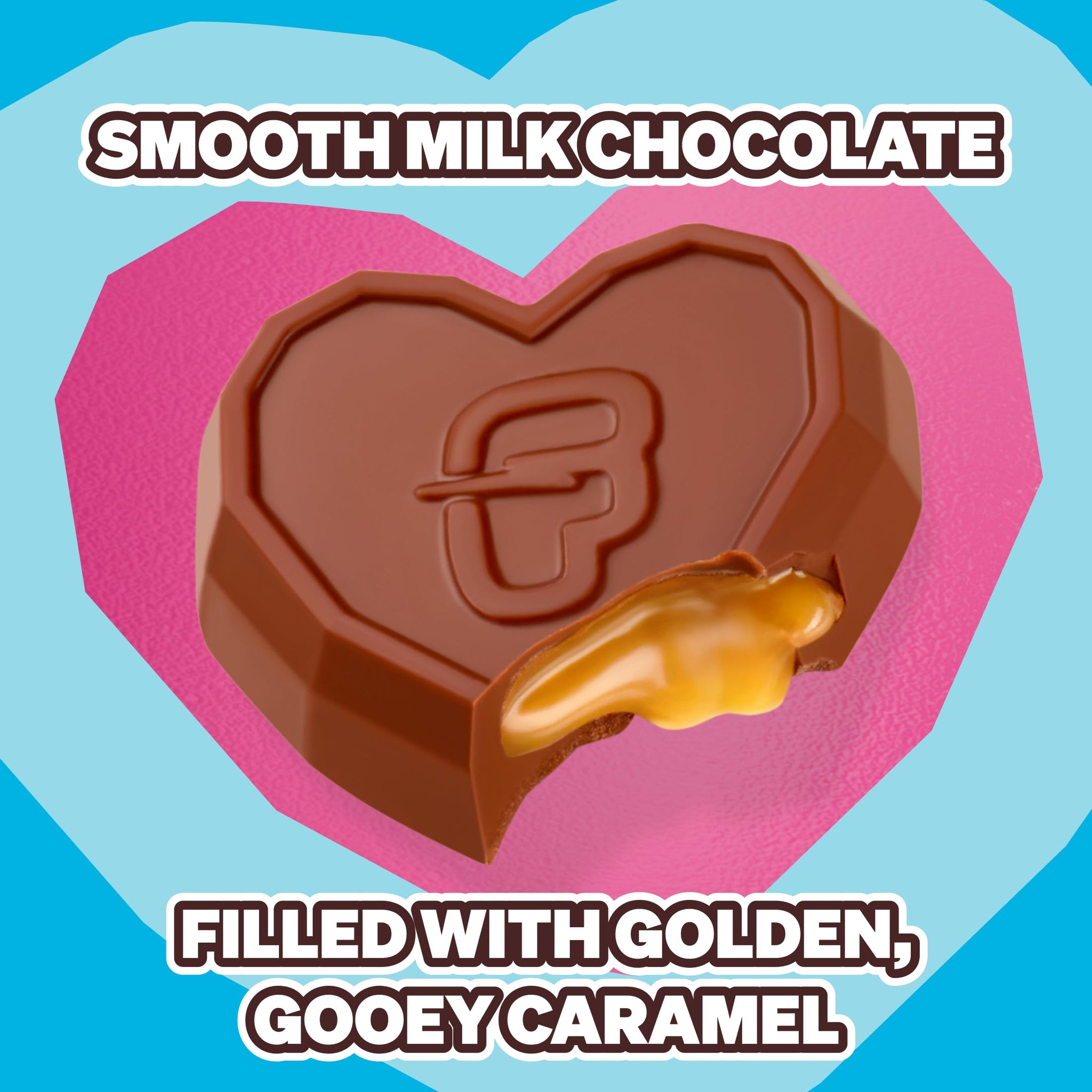 MrBeast Feastables Caramel Valentine Heart Cups, Limited Edition, 20 Count, Milk Chocolate with Creamy Caramel Filling, Fairtrade Cocoa