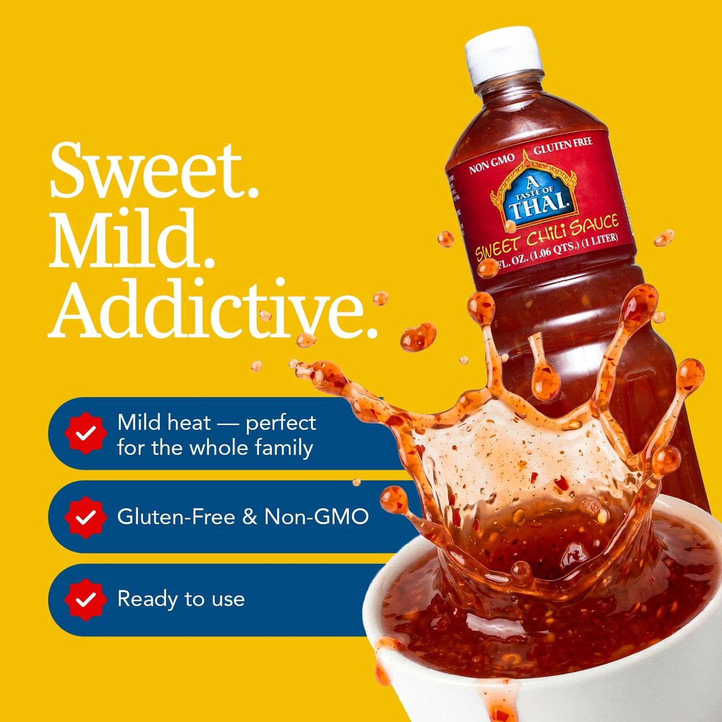 A Taste of Thai Sweet Chili Sauce - Authentic Thai Chili Sauce for Dipping, Stir-Fry, & Marinades - Asian Red Hot Sauces with Sweet Tangy Flavor