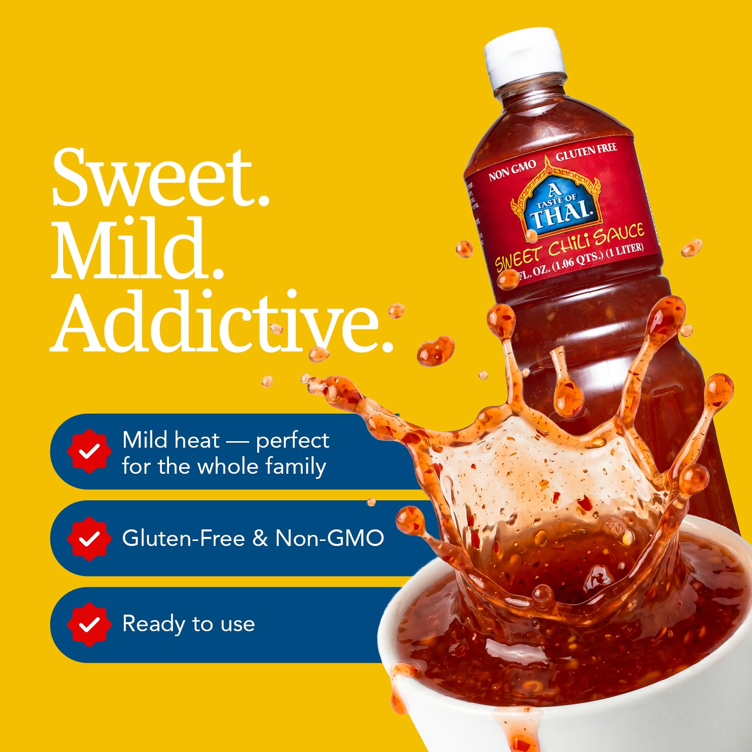 A Taste of Thai Sweet Chili Sauce - Authentic Thai Chili Sauce for Dipping, Stir-Fry, & Marinades - Asian Red Hot Sauces with Sweet Tangy Flavor