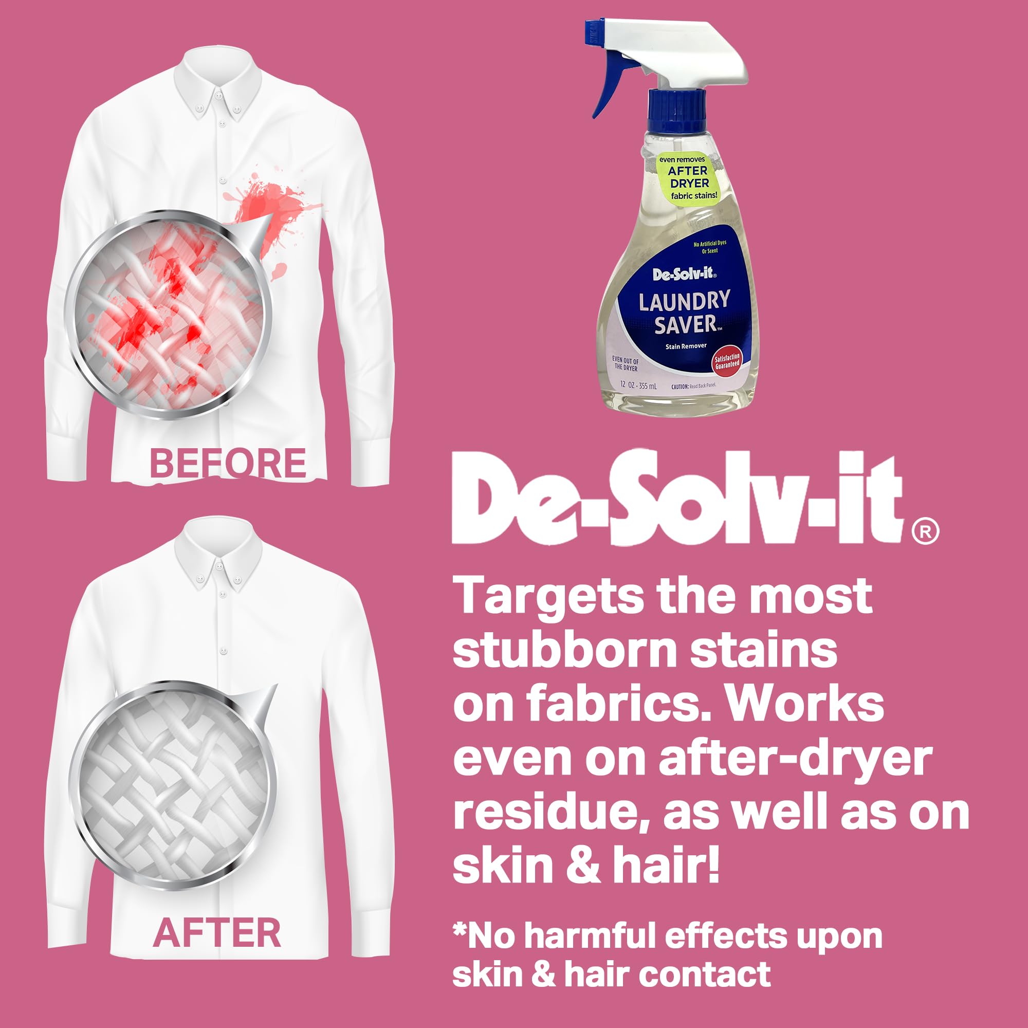 De-Solv-it Orange Sol Laundry Saver Stain Remover Spray - Spray and Wash Stain Remover for Clothes - Laundry Essentials - 12 oz (Two Pack)