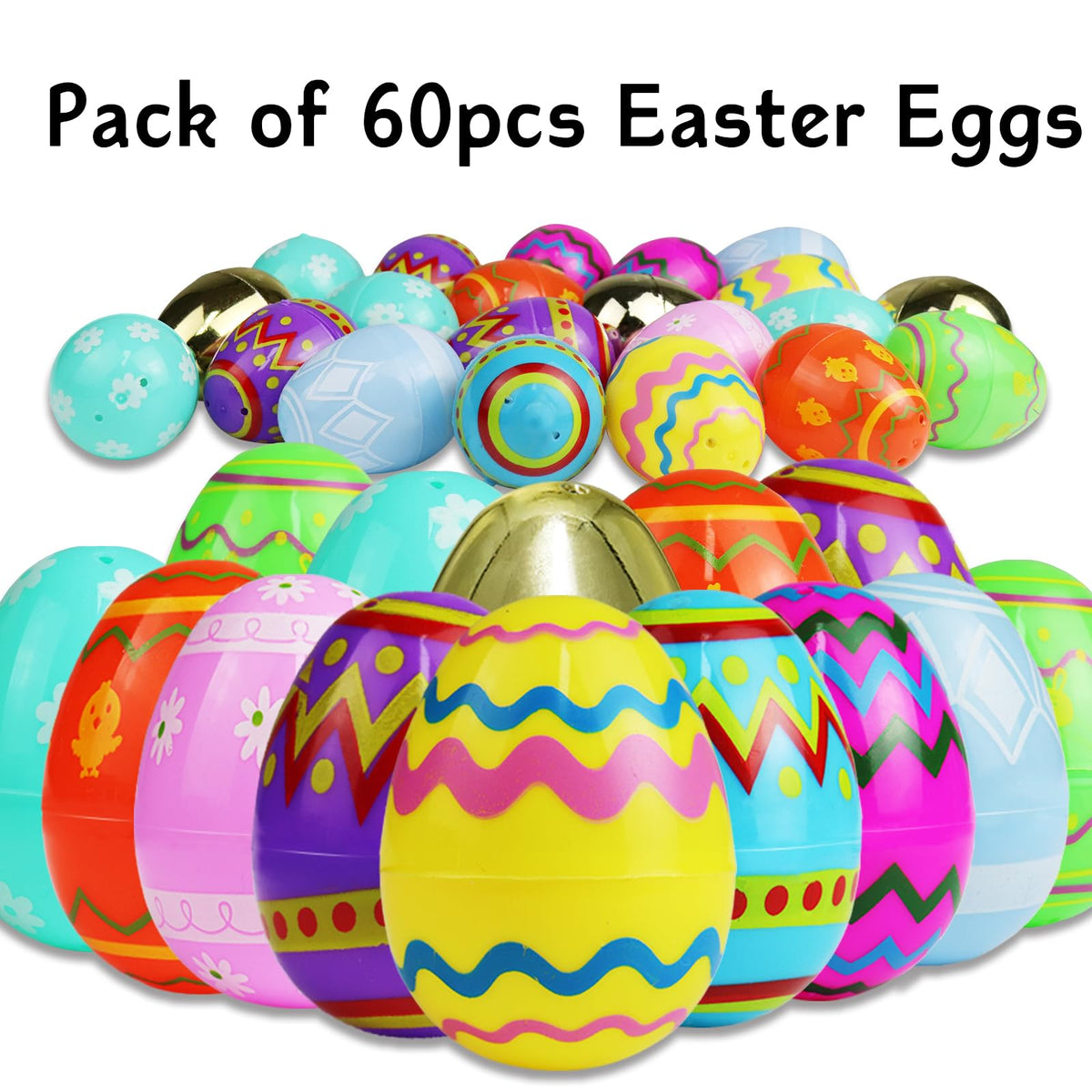 ANTDECOUS Fillable Easter Eggs, Plastic Easter Eggs, 60 Pack, 10 Colors