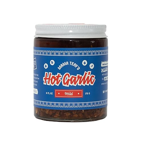 Mama Teav's Mild Garlic Chili Crisp - Mild, Crunchy, Umami Chili Oil with Garlic & Cambodian Chilis - Vegan, Gluten-Free, All-Natural - Cold-Pressed