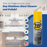 Zep Stainless Steel Cleaner Polish 14 oz (1 unit) & Oven Grill Cleaner 19 oz (1 unit) ECBD004 - Kitchen Cleaning Made Easy for Appliances, Grills