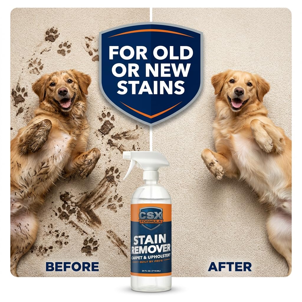 CSX Powerful Stain Remover 24oz - Heavy Duty Carpet & Upholstery Cleaner, Professional Strength, Deep Clean Formula - Removes grease, wine, coffee