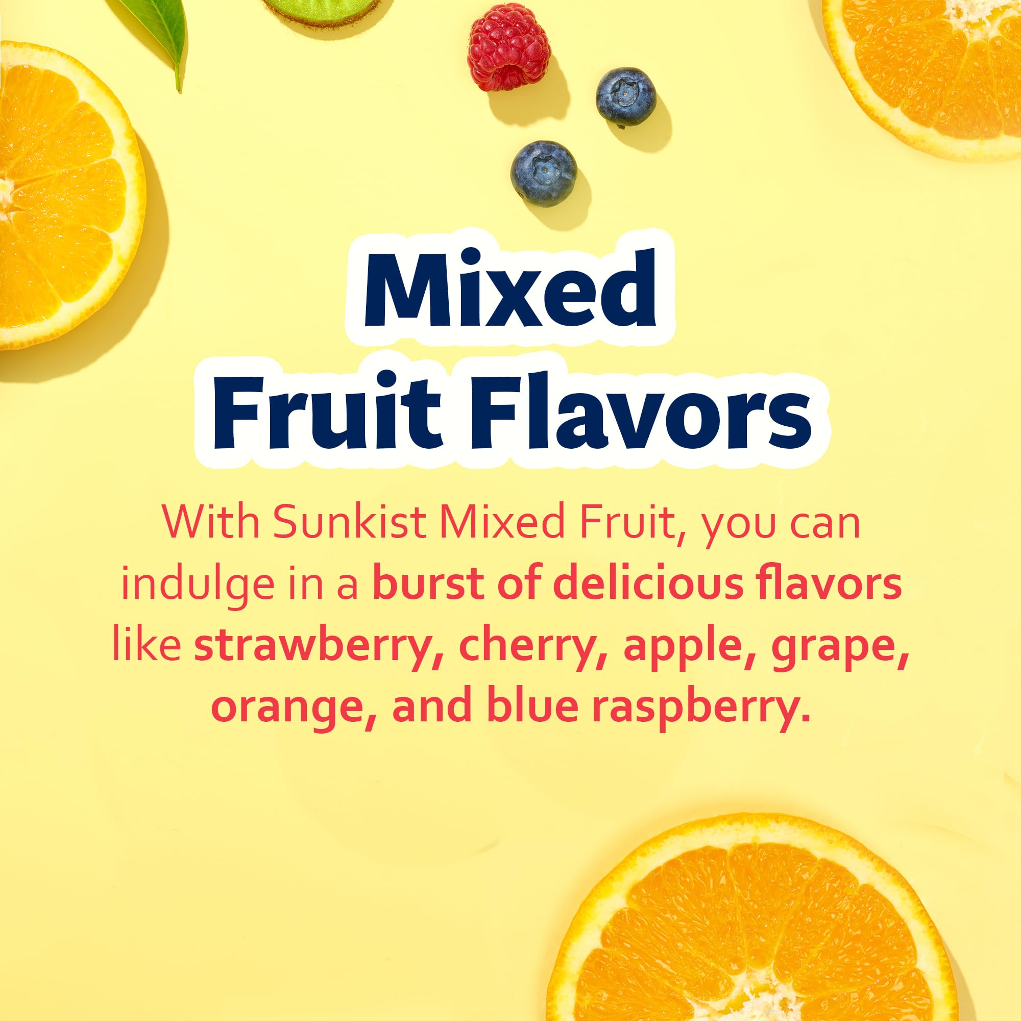 Sunkist Fruit Gummies Mixed Fruit, 28 oz Resealable Stand-Up Bag, Real Fruit First Ingredient, Fruit Shaped Candy, Vitamin C
