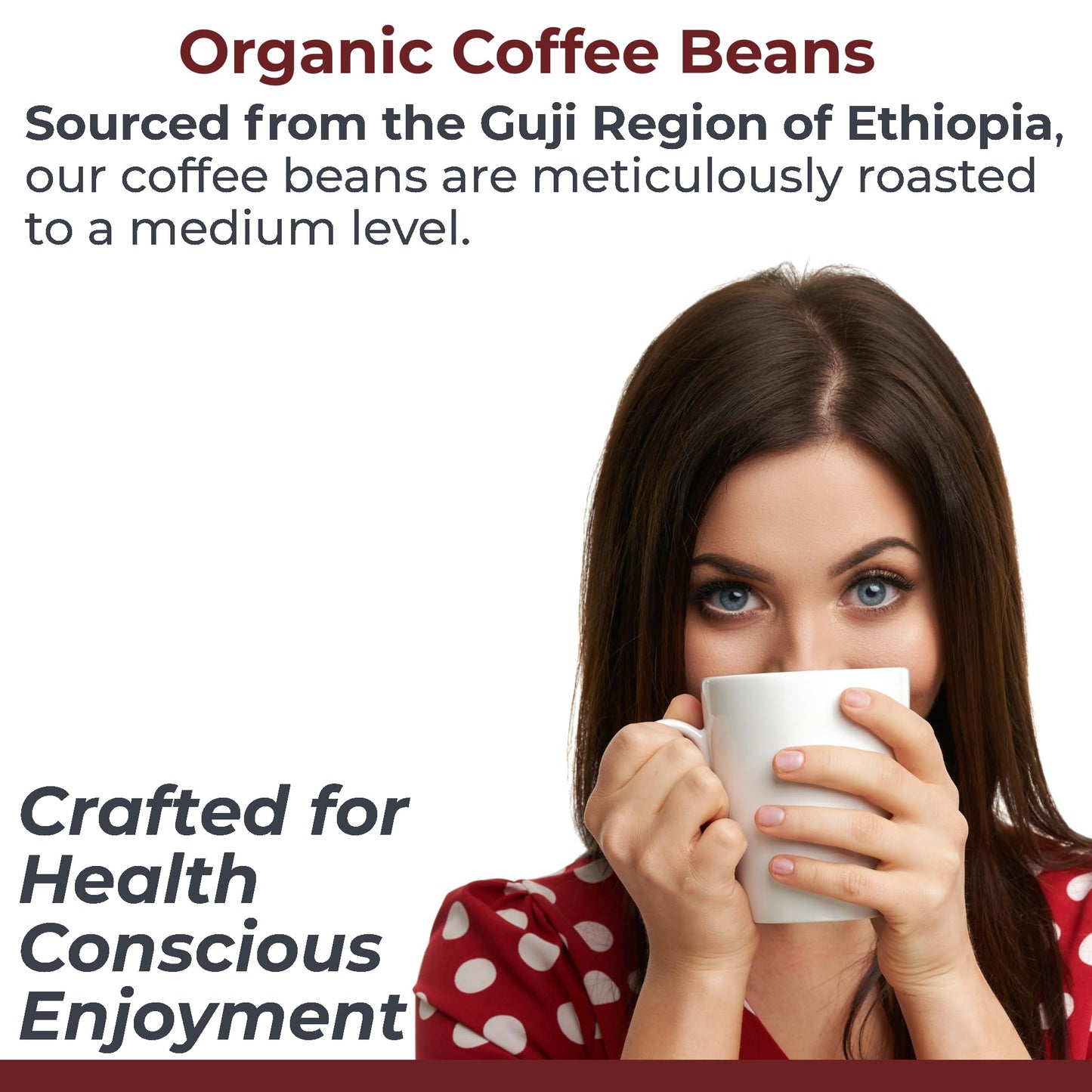 Quantum Organic Whole Roasted Coffee Beans - Medium Roast, From Guji Region of Ethiopia, Crafted for Optimal Health Benefits, Sweet & Fruity
