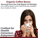 Quantum Organic Whole Roasted Coffee Beans - Medium Roast, From Guji Region of Ethiopia, Crafted for Optimal Health Benefits, Sweet & Fruity