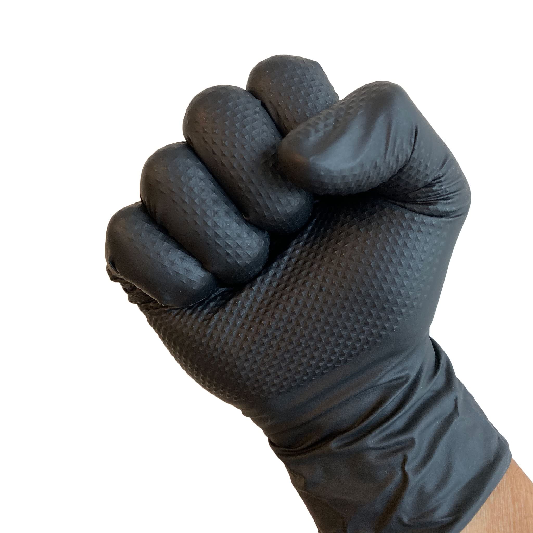 DENCO DISTRIBUTING, INC. Griptensity Diamond Nitrile Gloves - Black 7 MIL - Latex & Powder Free - 10 Boxes (Extra Large)