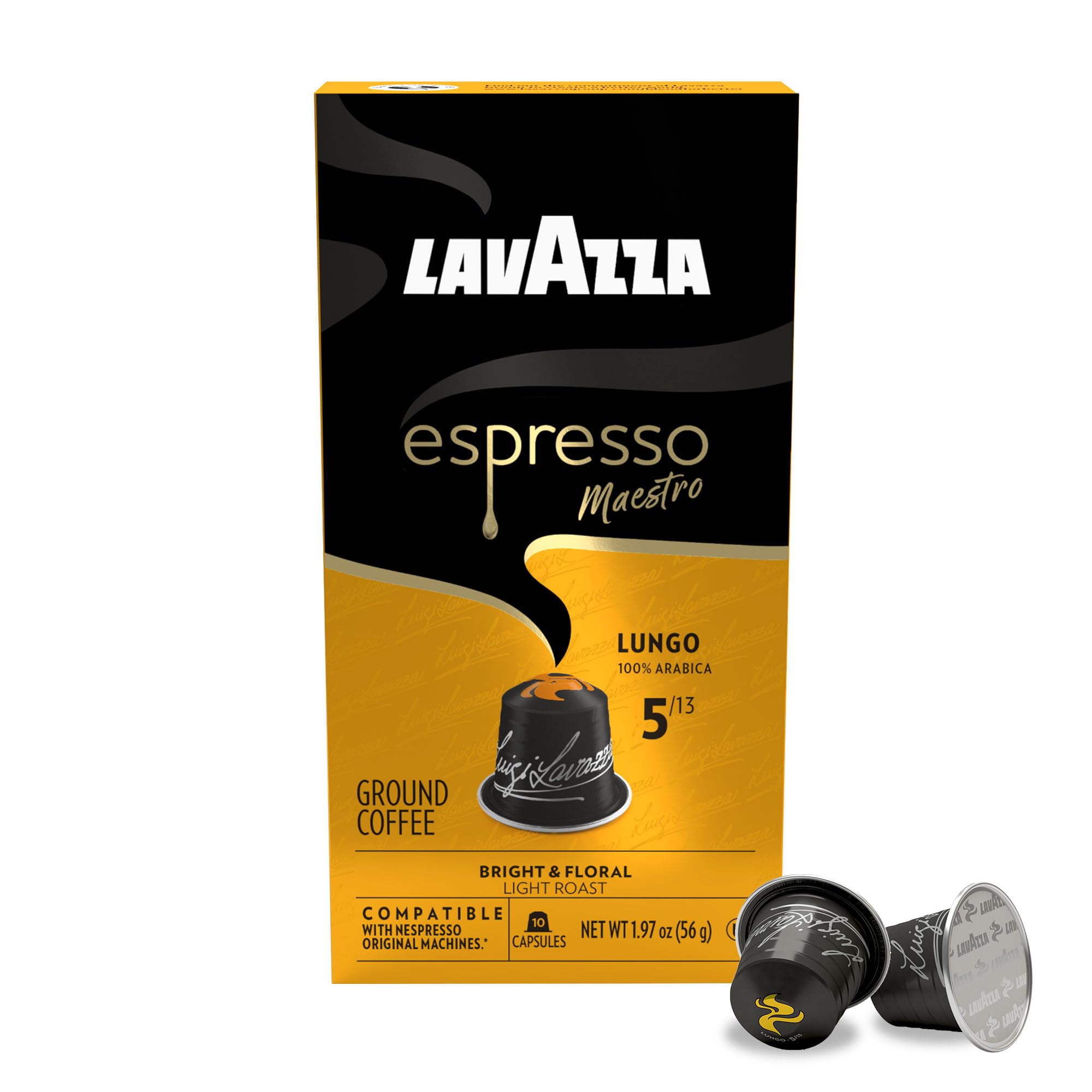 Lavazza Avvolgente Lungo Dark Roast Capsules Compatible with Nespresso Original Machines (Pack of 60) ,Value Pack, Blended and roasted in Italy, Full