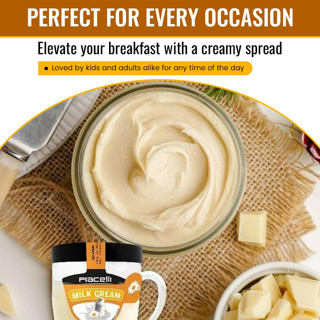 Piacelli Cream Spread with Milk 300g - Smooth & Creamy Milk-Based Spread in A Special Glass Cup for Toast, Bread, Or Pastries - Coconut Spread Ideal