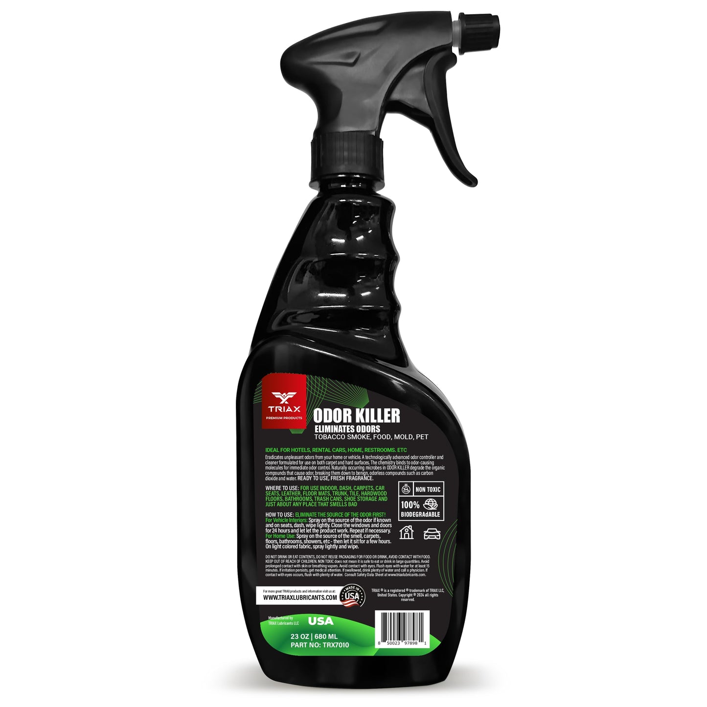 TRIAX Odor Killer - Advanced Odor Control - Ready to Use, Fresh Scent, Multi-Purpose - Non-Toxic and 100% Biodegradable - For Carpets, Fabrics, Hard