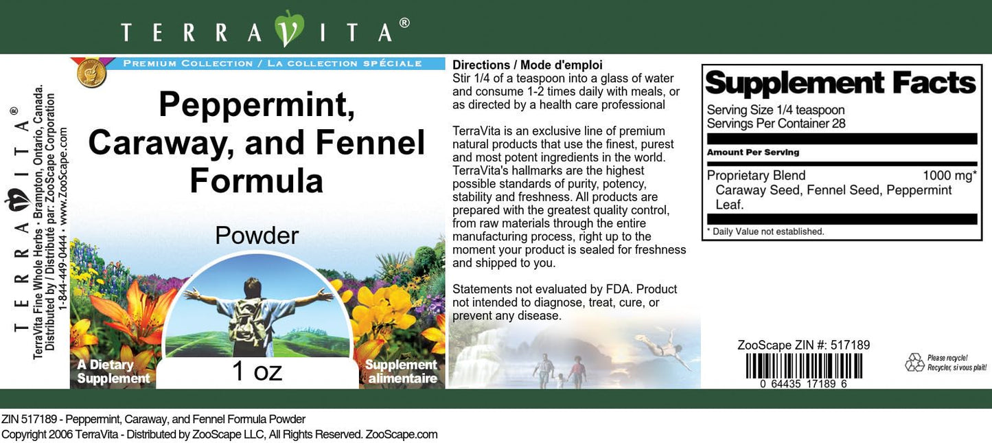 Peppermint, Caraway, and Fennel Formula Powder (1 oz, ZIN: 517189) - 3 Pack