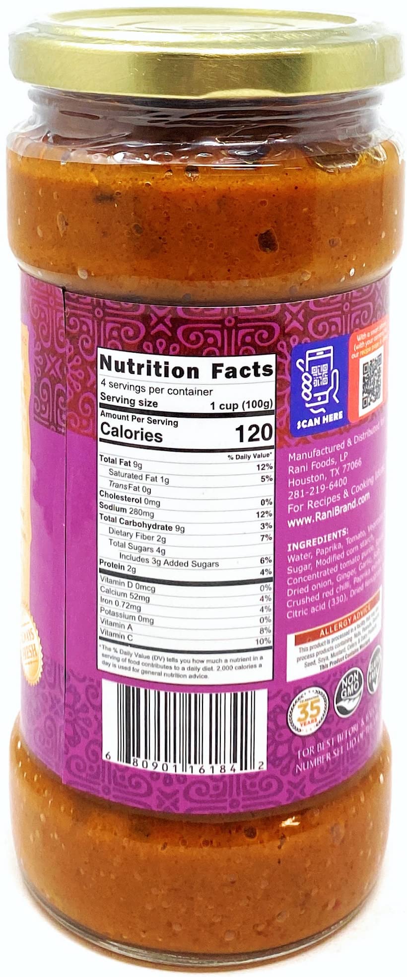Rani Chili Chicken Curry Vegan Simmer Sauce (Ginger, Garlic, Tomatoes & Spices) 14oz (400g) Glass Jar ~ Easy to Use | Vegan | No Colors | All Natural