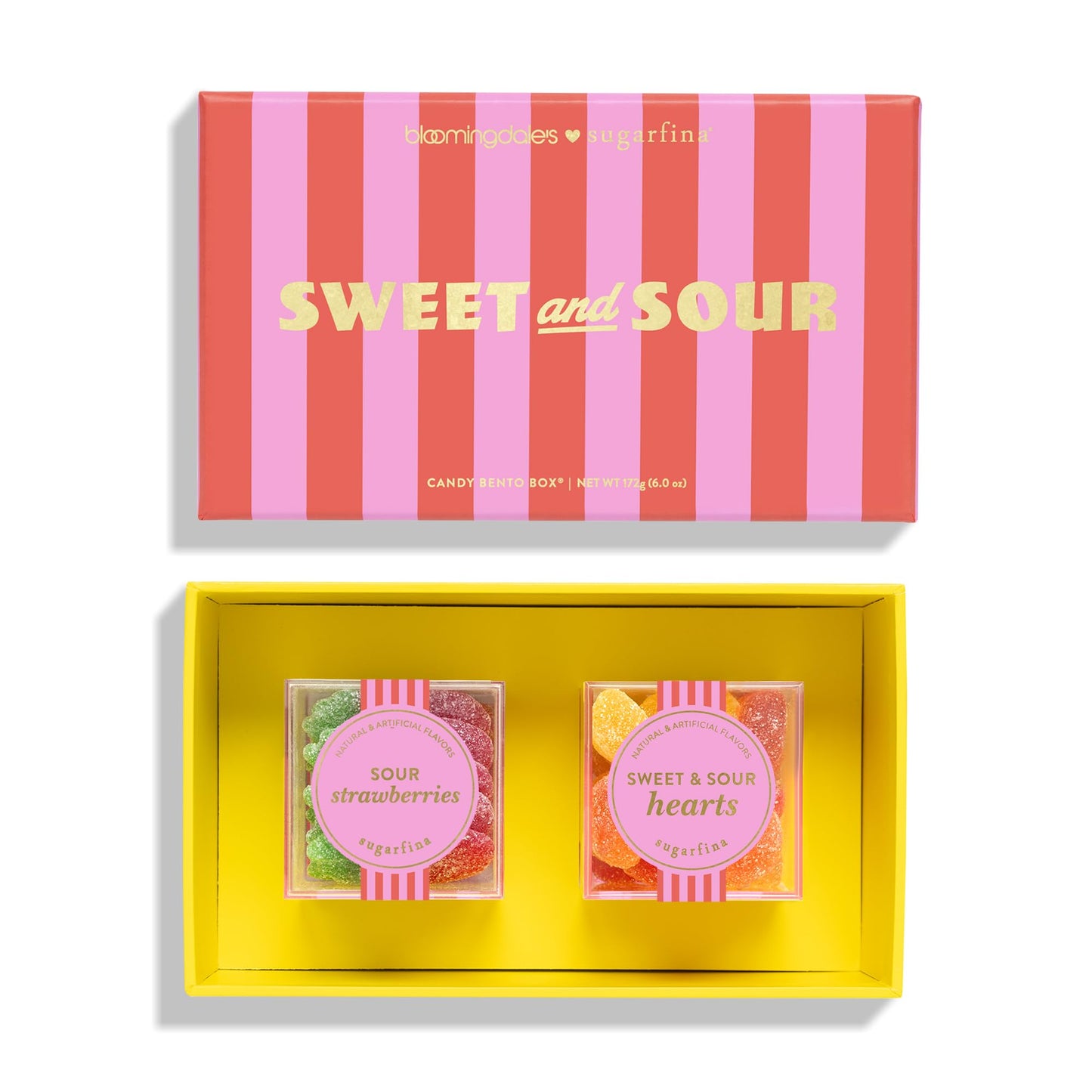 Sugarfina Sweet and Sour 2 Piece Candy Bento Box | Sour Strawberries, Sweet & Sour Hearts