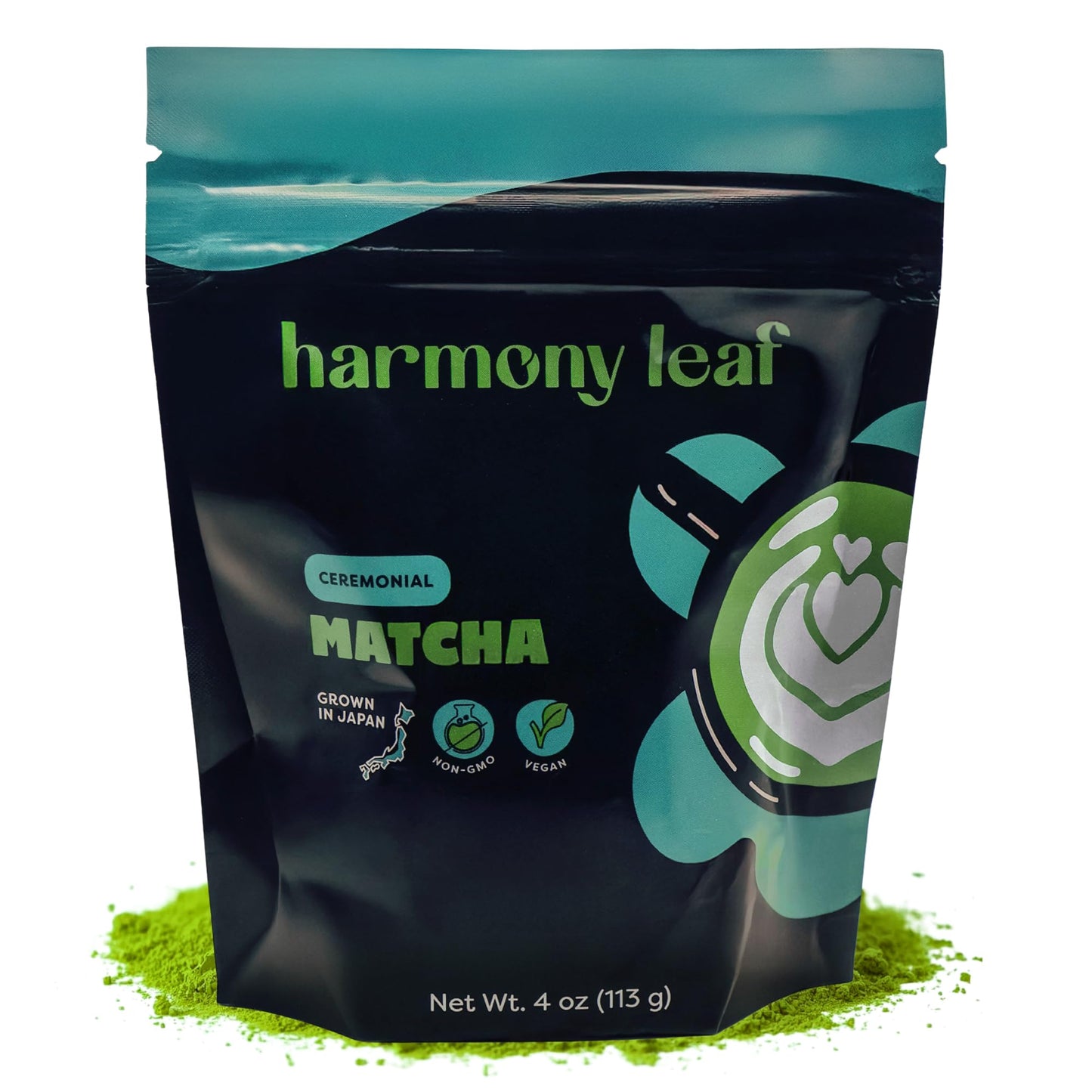 Harmony Leaf Ceremonial Grade Matcha Green Tea Powder, 4 oz, 50+ Servings, Smooth and Vibrant Matcha