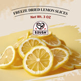 52USA Freeze Dried Lemon Slices, 3oz (85g), Dehydrated Lemon Slices for Teas, Infused Water, All Natural, No Additives, No Sugar Added, Dried Fruit