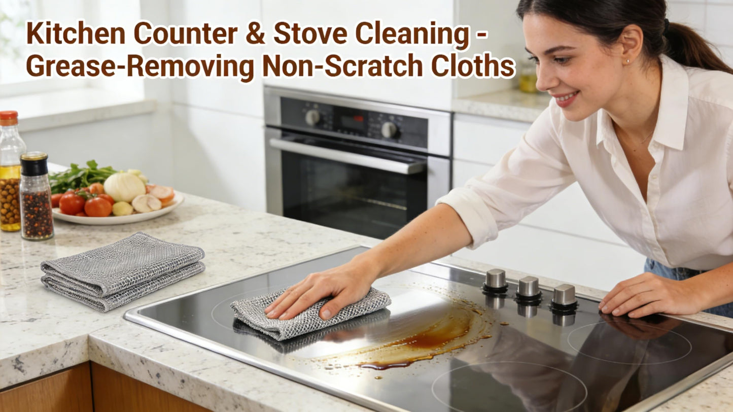 10-Pack 7.9-Inch Dual-Layer Metal Mesh Cleaning Cloths - Scratch-Free Kitchen Scrubbers for Dishes & Cookware