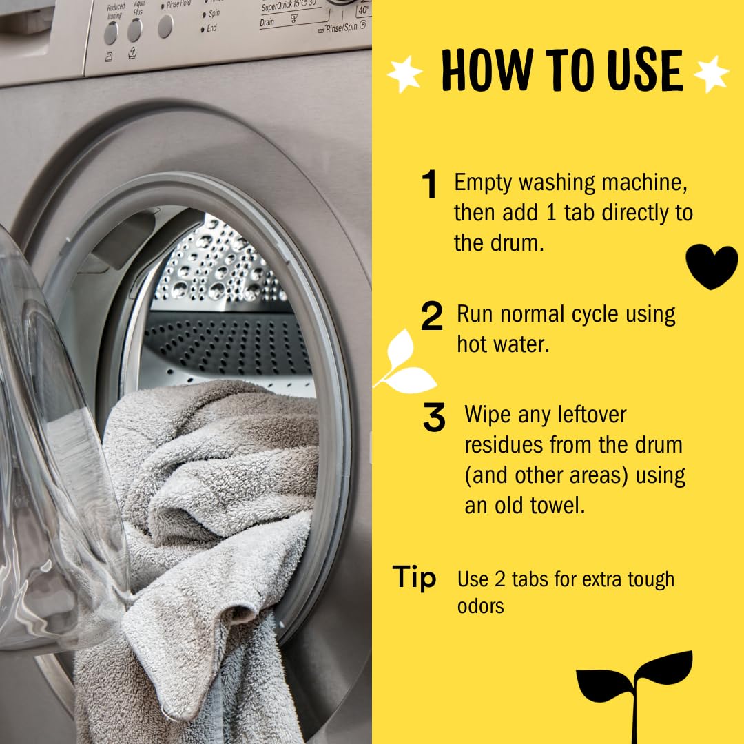 Molly's Suds Washing Machine Cleaner | Removes Odors & Grime from Front & Top Loader Machines, Including HE (Citrus - 6 Tablets)
