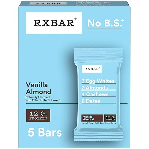 RXBAR Protein Bars, 12g Protein, Gluten Free Snacks, Vanilla Almond, 9.15oz (5 Bars)