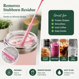 FreshNGo Silicone Straw Cleaner Brush, 4-Pcs Reusable Extra-Long Brush for Cleaning Metal & Glass Straws, Milkshake & Tumbler, 6mm+9mm (4, Blue)