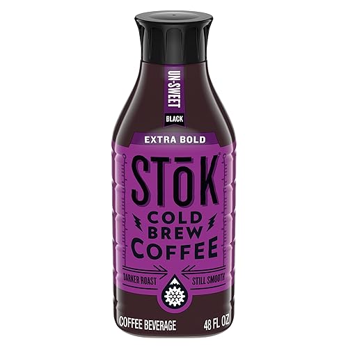 SToK Cold Brew Coffee, Extra Bold, Dark Roast Brewed Low and Slow, Unsweetened, Black Coffee 48 FL OZ Bottle