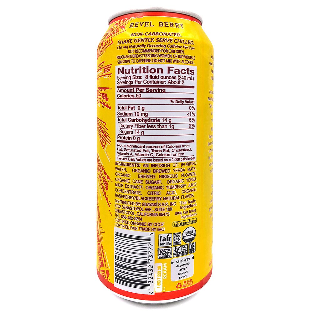 Guayaki Organic Yerba Mate, Revel Berry, 15.5 Ounce (Pack of 12)