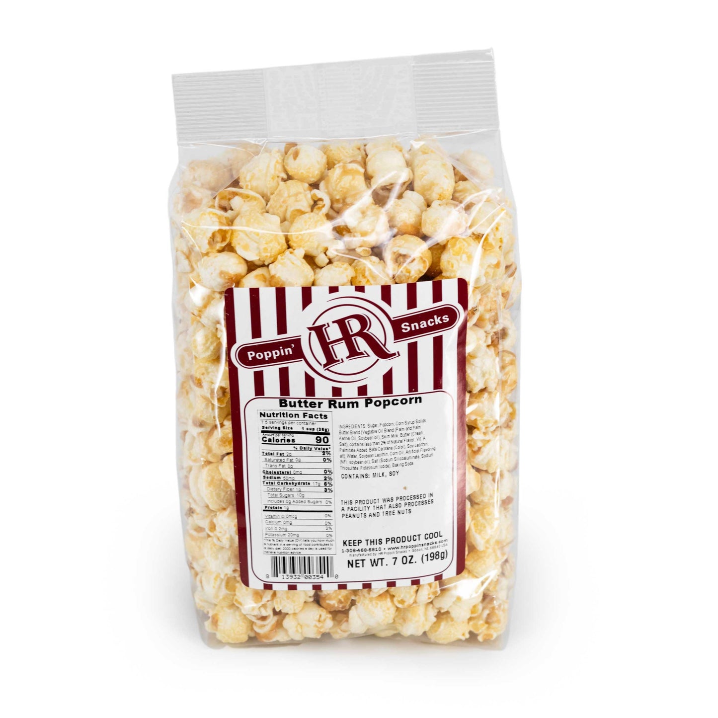 Indulgent Butter Rum Popcorn | 8 oz. per Bag | Pack of 3 | Movie Night Treat | Made in Gibbon, NE | HR Poppin' Snacks