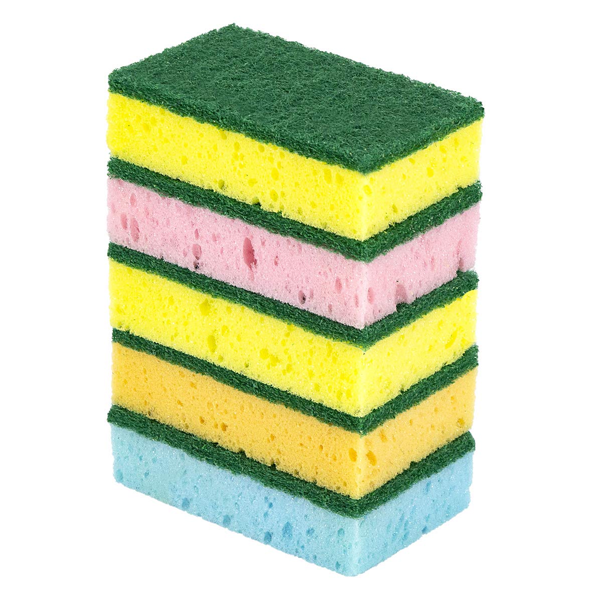 Pine-Sol Heavy Duty Sponge with Scrubber - Pack of 5, Dual-Sided | Easily Cleans and Scrubs Stuck-On Grime, Oil, Grease and Burnt on Food