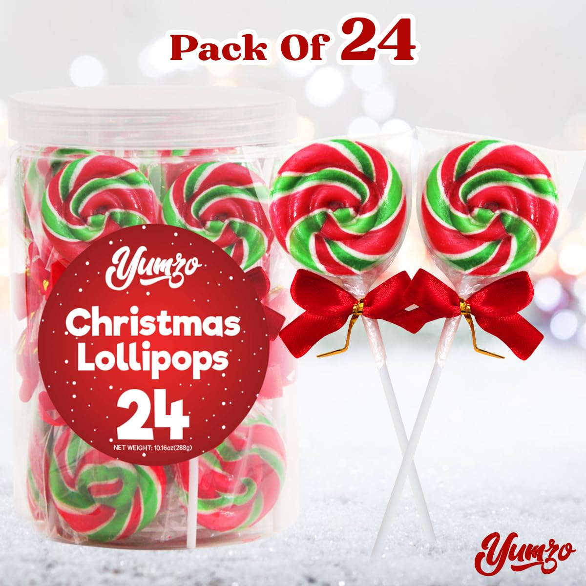 Christmas Swirl Lollipops, 24 Christmas Lollipops Individually Wrapped, Delicious Suckers Bulk For Festive Treats, Perfect christmas suckers for Gift
