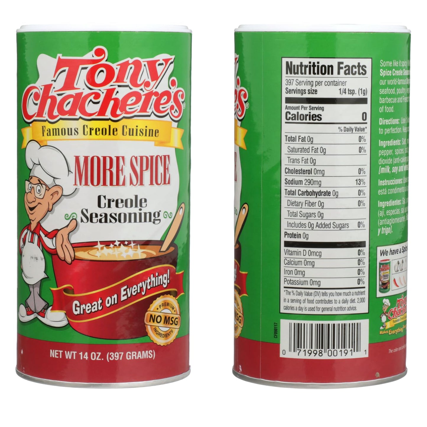 Tony Chachere's More Spice Creole Seasoning - 14 Ounce (2 Pack)