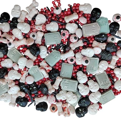 1 Bottle Candy Eyeballs Bloody Red Eyes Dog Bones Cake Cupcake Toppers Cookie Decorations Edible Dessert Sprinkles Mix for Halloween Cake Cupcakes