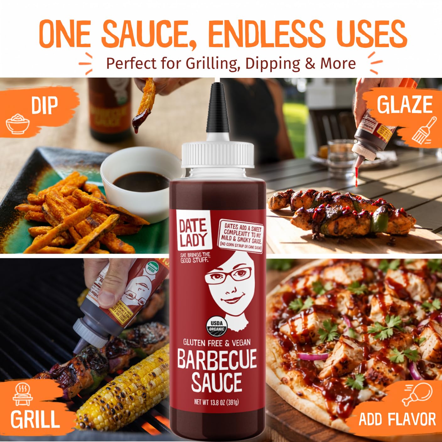 BBQ Sauce, Organic and Sweetened Only With Dates, 2 Pack - Date Lady