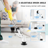 KEROMEE Electric Spin Scrubber Cordless Cleaning Brush with 7 Replaceable Brush Heads & Adjustable Extension Handle, 2 Speed Power Shower Scrubber