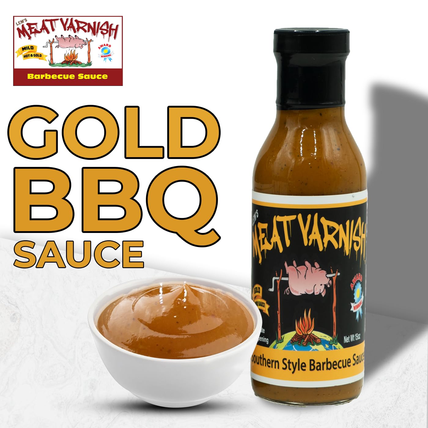 Lem’s Meat Varnish BBQ Sauce - 12 oz Gold Mustard Barbecue Sauce 2-pack