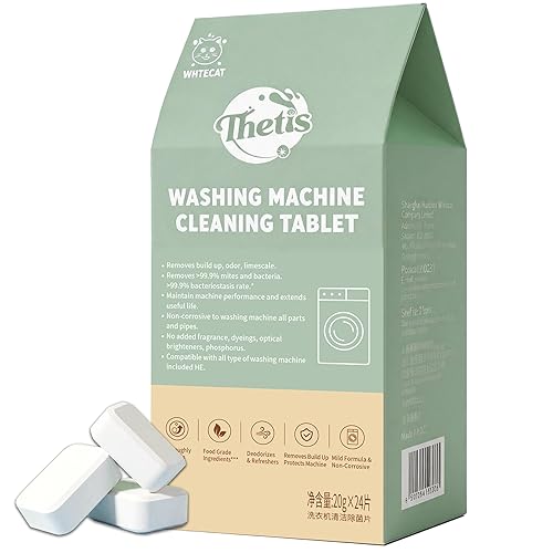 Whitecat washing machine cleaner tablets - deep cleans, refreshes & deodorizes, removes limescale & odor, protects house washer machine with powerful