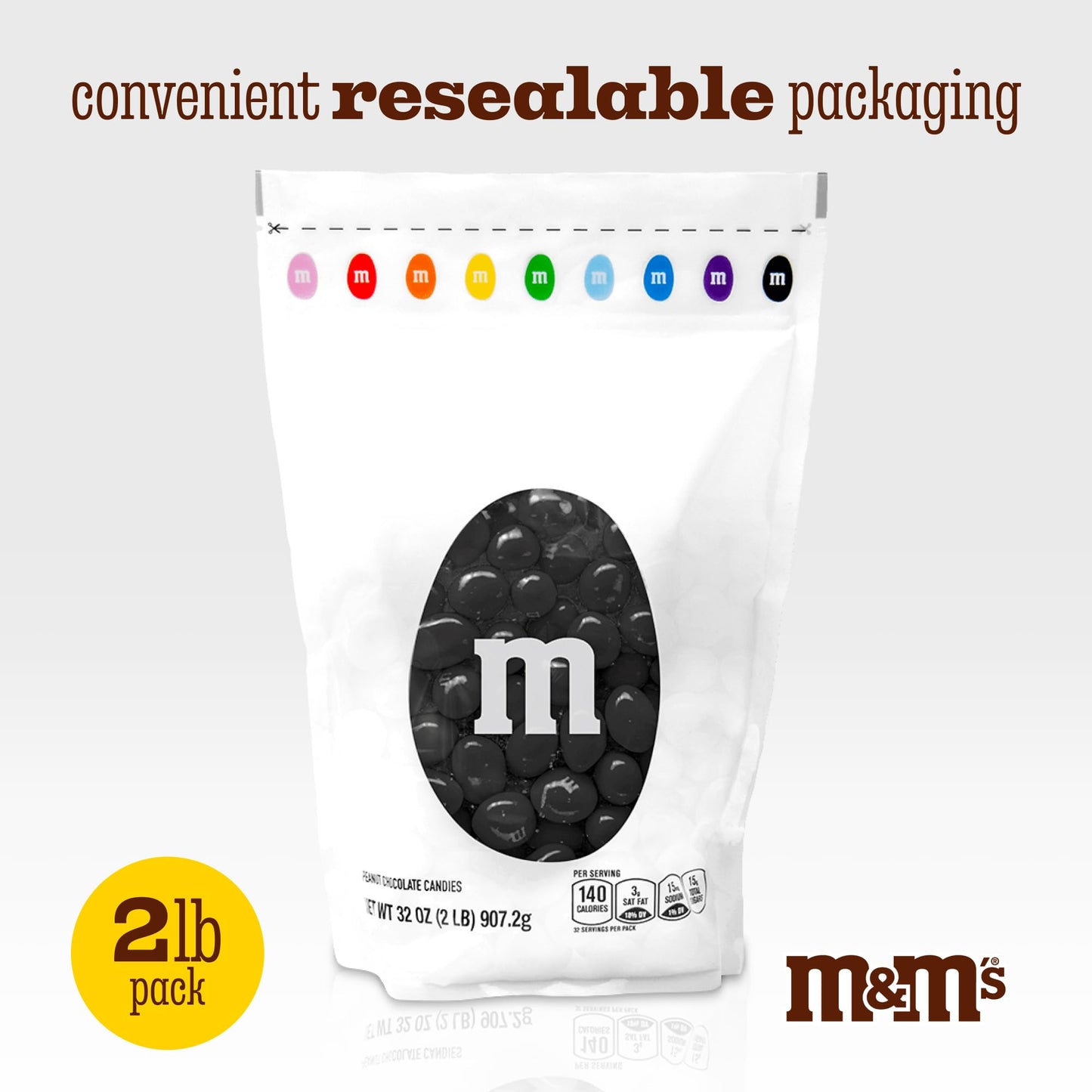 M&M’S WORLD Peanut Black Chocolate Candy-2lbs of Bulk Candy in Resealable Pack for Easter,Candy Buffet,Birthday Parties,Theme Meetings,Candy Bar,Sweet