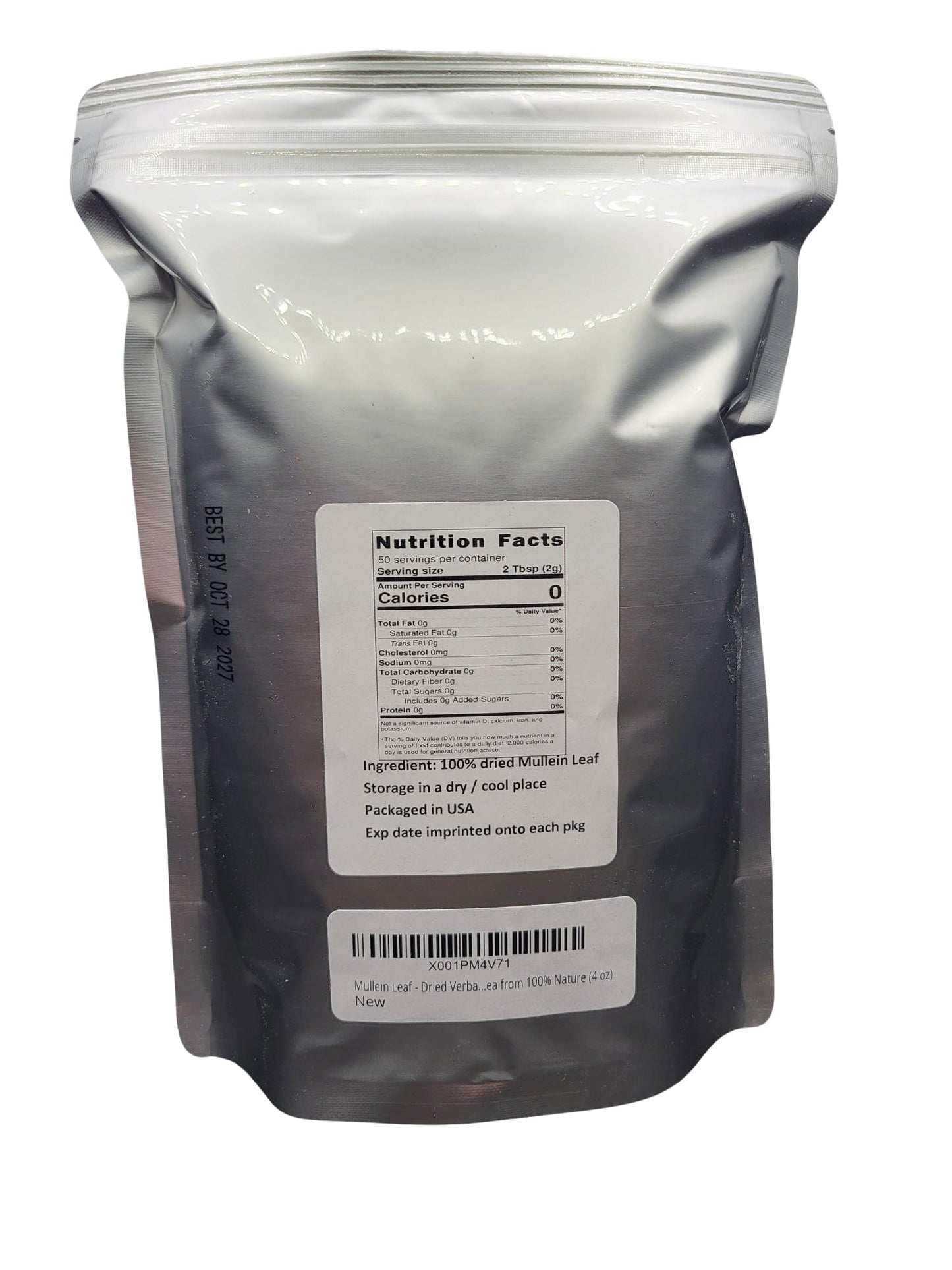 Mullein Leaf - Dried Verbascum thapsus Loose Leaf C/S from 100% Nature (4 oz)