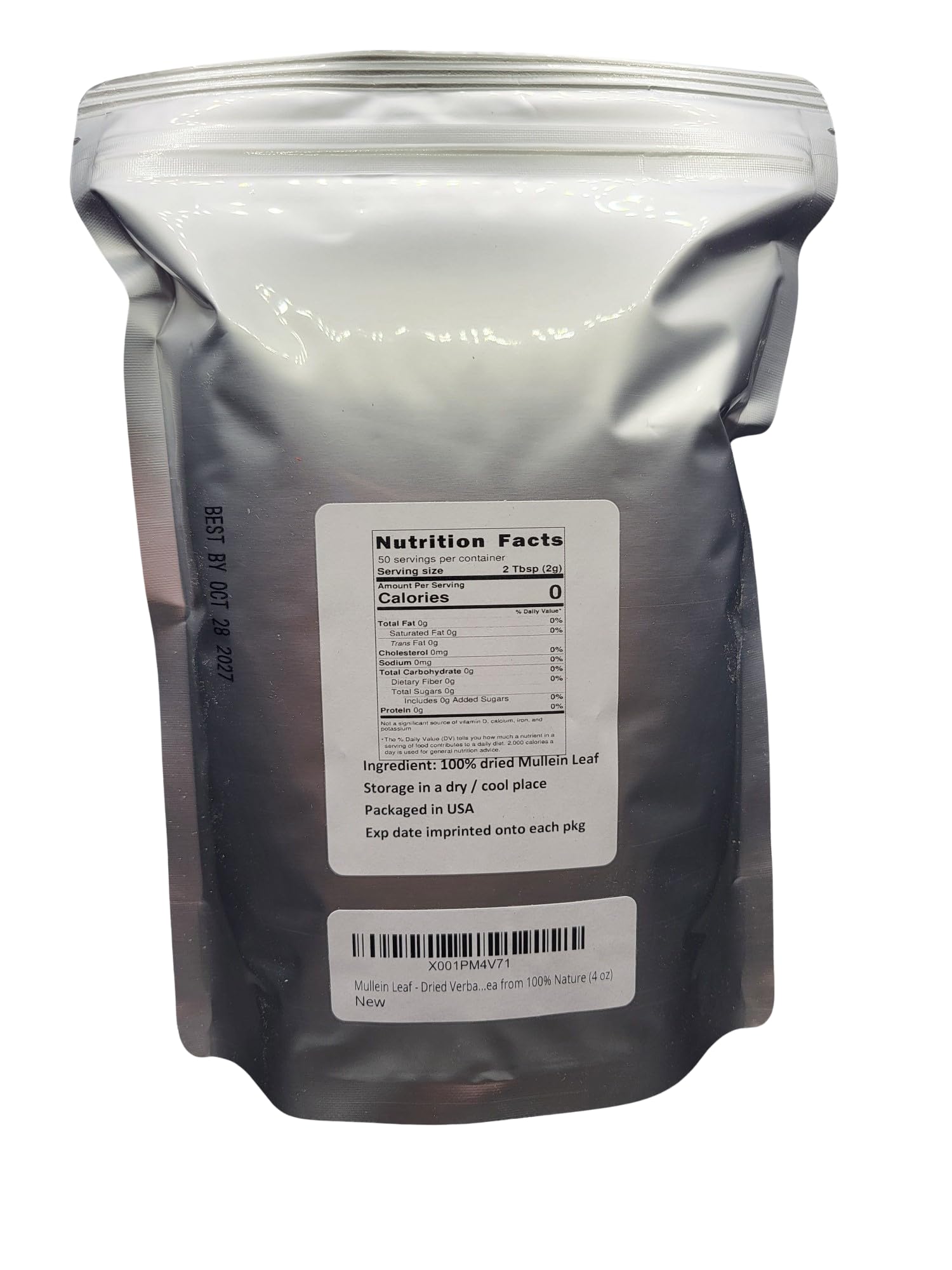 Mullein Leaf - Dried Verbascum thapsus Loose Leaf C/S from 100% Nature (4 oz)