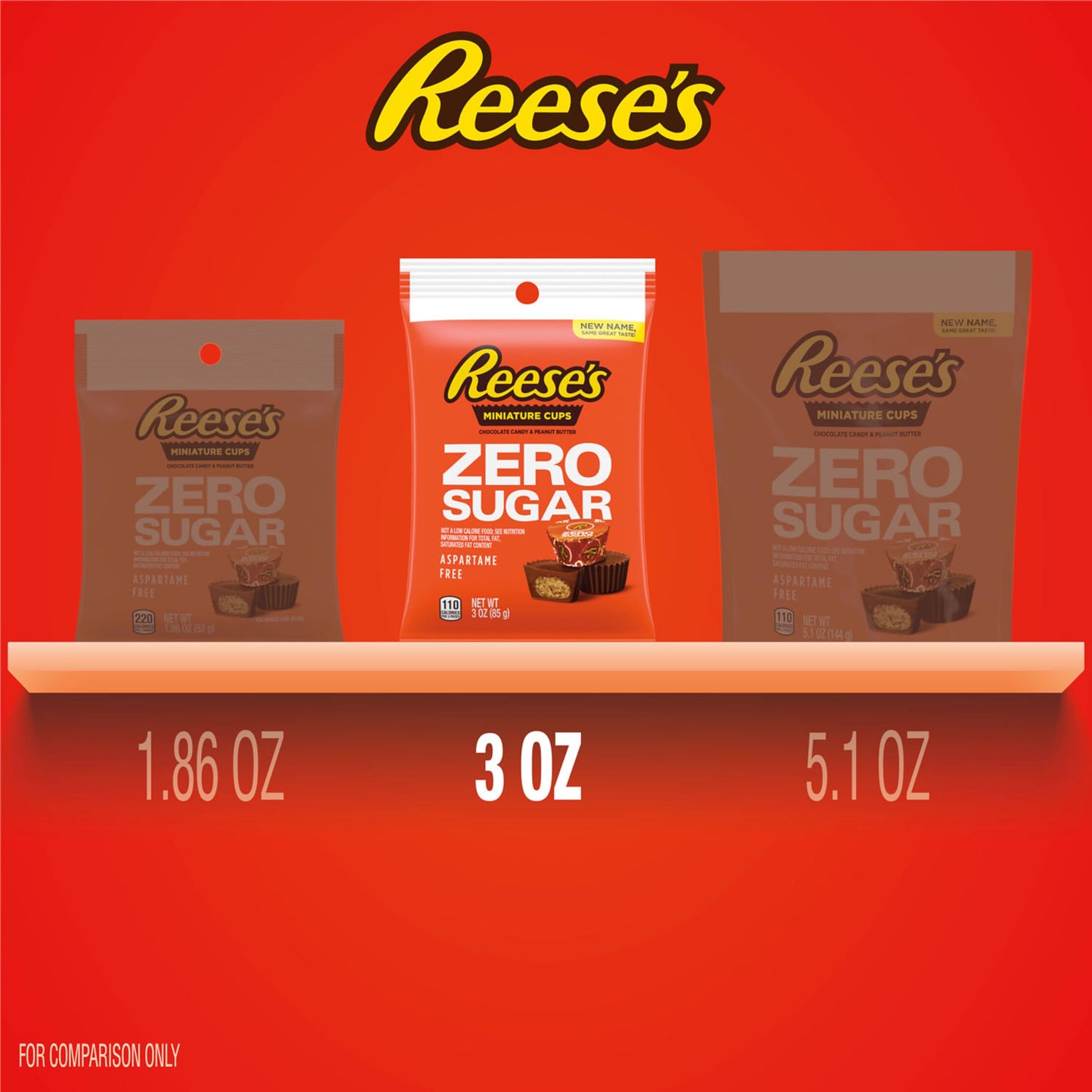 REESE'S Zero Sugar Miniatures Chocolate Peanut Butter Cups, Candy Bags, 3 oz (12 Count)