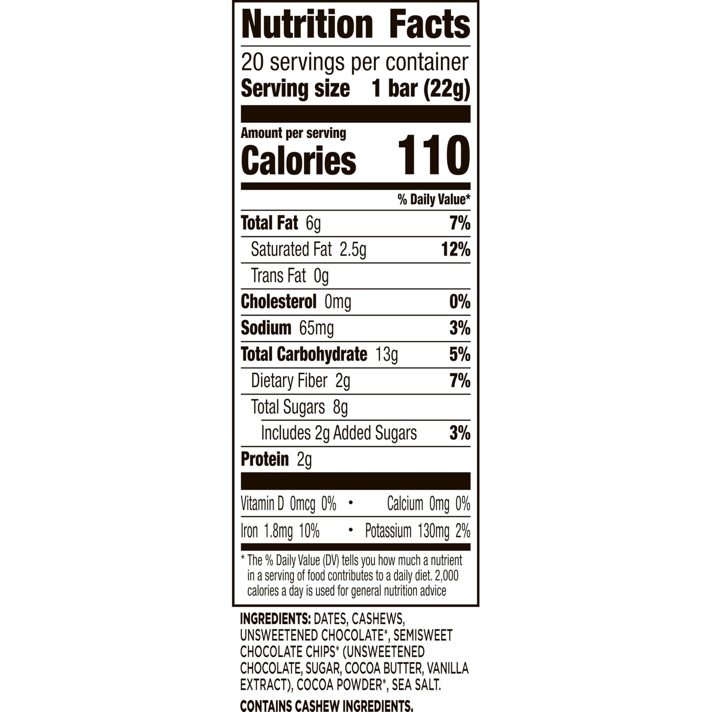 Larabar Minis Double Dark Chocolate Bars, Gluten Free Vegan Fruit and Nut Bars, 20 Bars, 15.6 oz