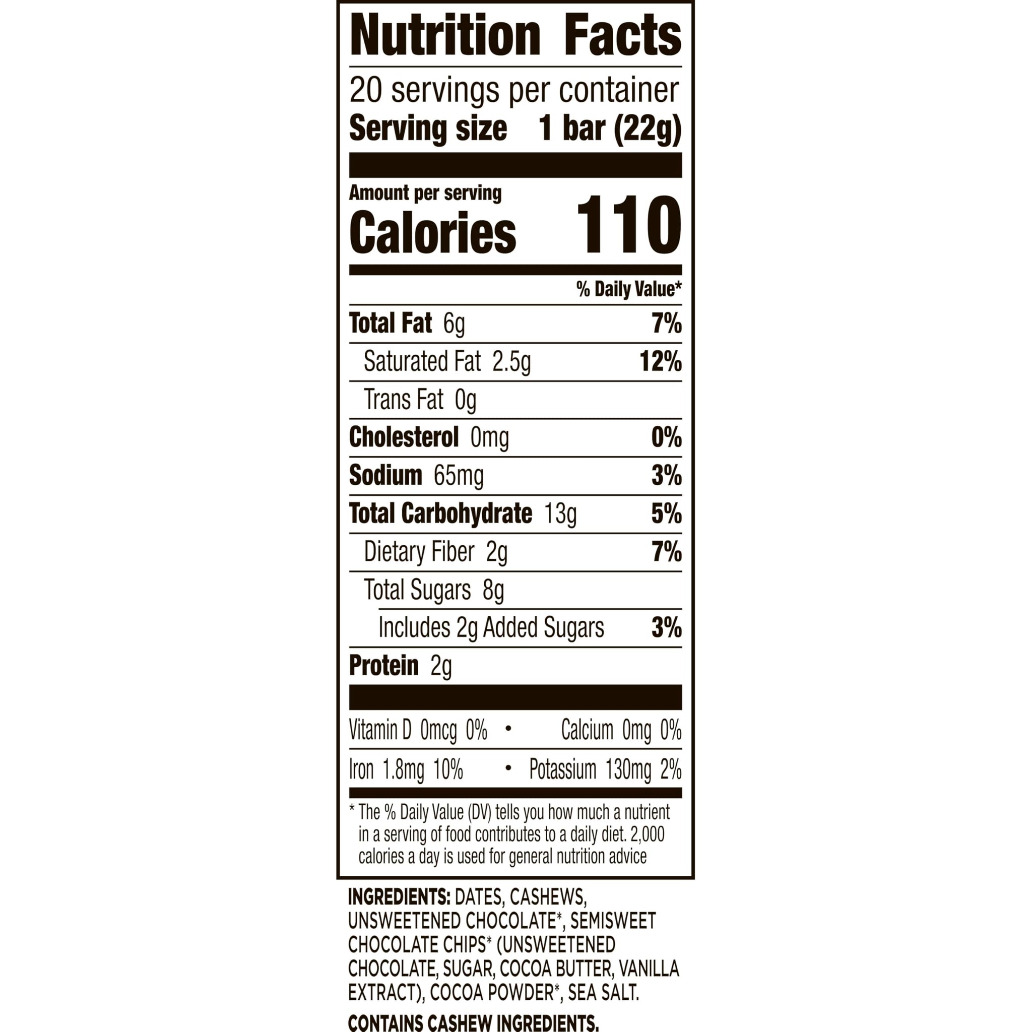 Larabar Minis Double Dark Chocolate Bars, Gluten Free Vegan Fruit and Nut Bars, 20 Bars, 15.6 oz