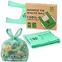 YORJA 1.6 Gallon Tie Handles Compost Trash Bags 120 Food Scrap Bags, Compostable Kitchen Waste Bags with Europe EN13432 & ASTM D6400 Certified