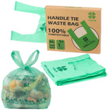 YORJA 1.6 Gallon Tie Handles Compost Trash Bags 120 Food Scrap Bags, Compostable Kitchen Waste Bags with Europe EN13432 & ASTM D6400 Certified