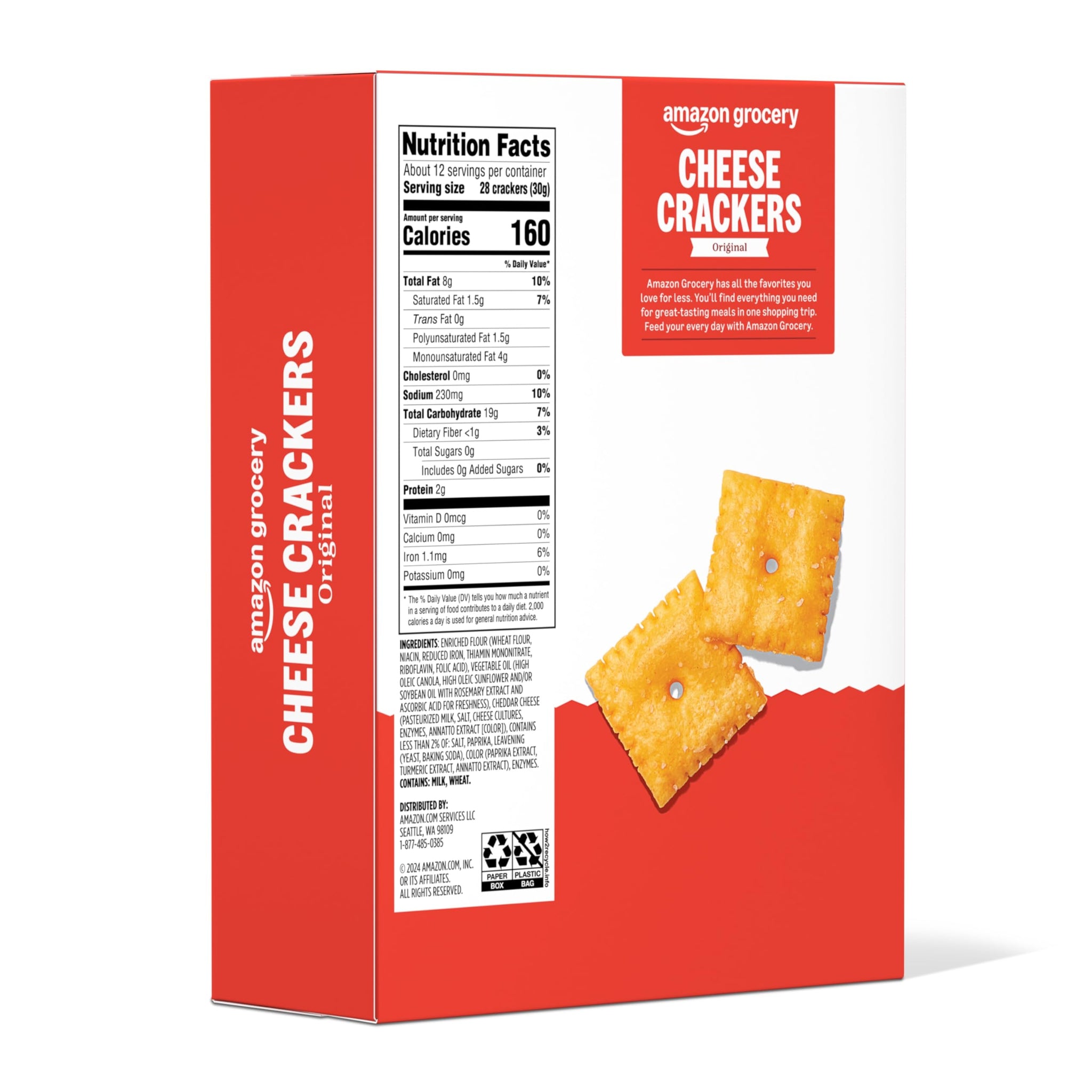 Amazon Grocery, Original Cheese Crackers, 12.4 Oz