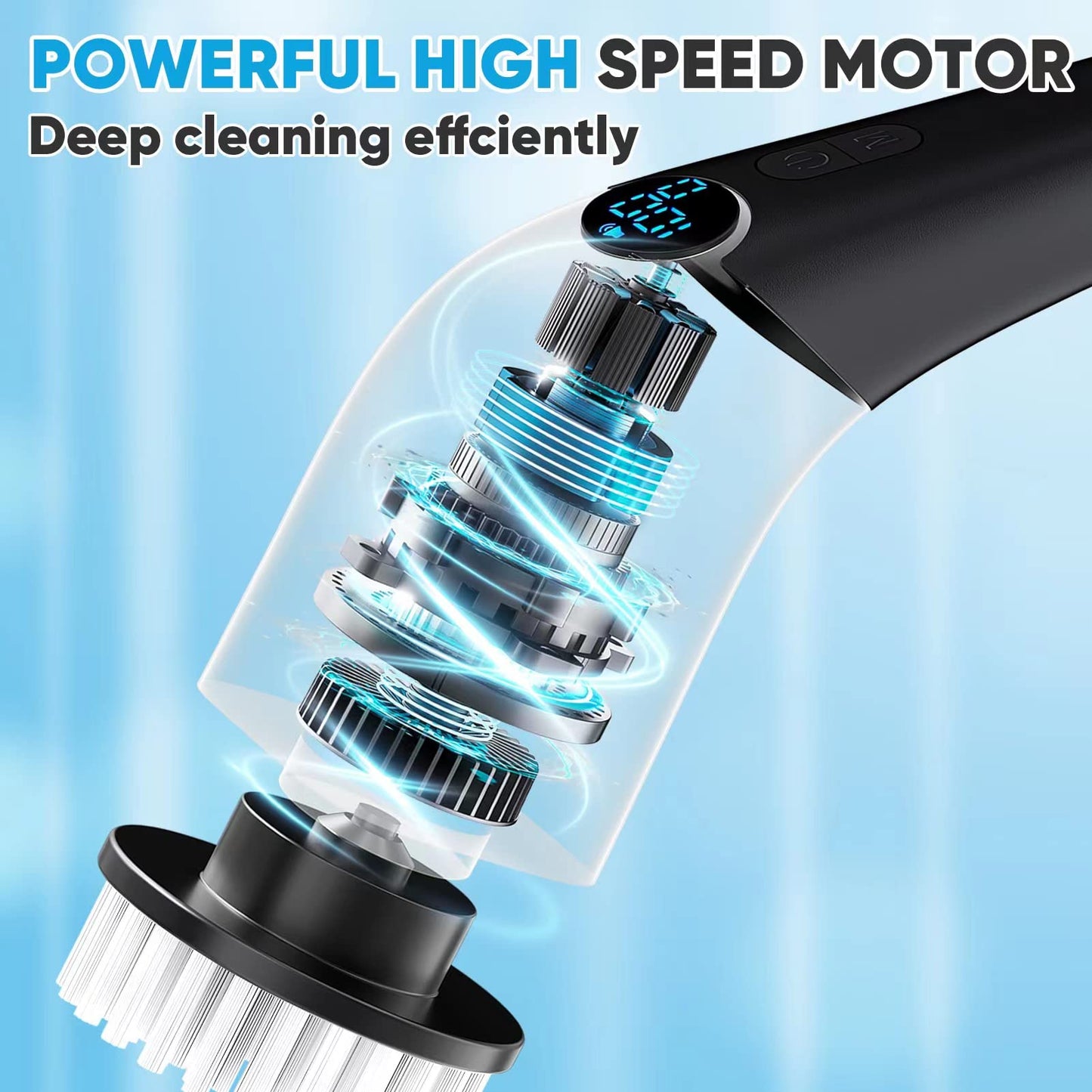 Electric Spin Scrubber, Cordless Cleaning Brush Power Shower Scrubber Long Handle Extendable Handheld Electric Scrubber for Bathroom Floor Tub Tile
