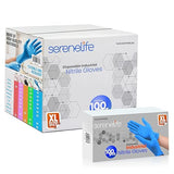 SereneLife Extra Large Size Nitrile Disposable Latex & Powder Free Gloves - Great for Kitchens, Food Handling & Cleaning Supplies - Soft & Comfortable